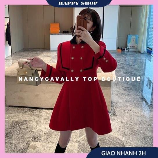 Váy Dạ Đỏ Nữ, Đầm Xòe Nữ Tay Dài Phối Cổ Sen Đính Nút Trang Trí Chất Dạ Cao Cấp Form Dáng Chuẩn Thời Trang Thu Đông Siêu | BigBuy360 - bigbuy360.vn