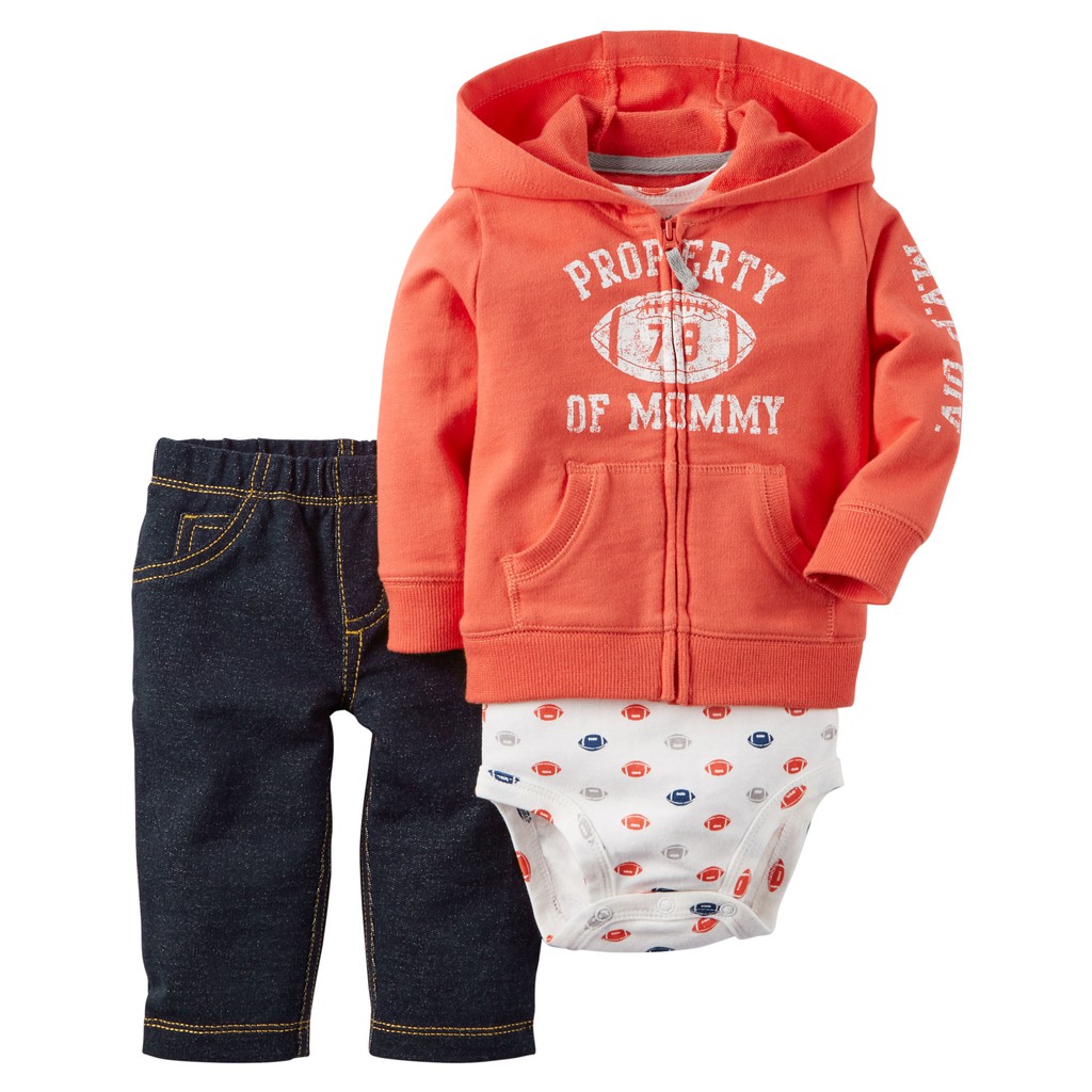 Set quần, bodysuit, áo khoác Chính Hãng Carter's Mỹ Orange Of Mommy bé trai (3M-24M)