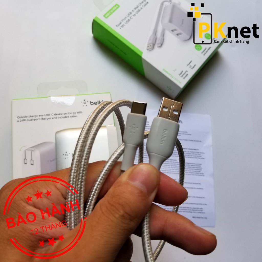 Cáp sạc type c Belkin  dài 1.5M và 1M thương hiệu Mỹ, USB to Type C.