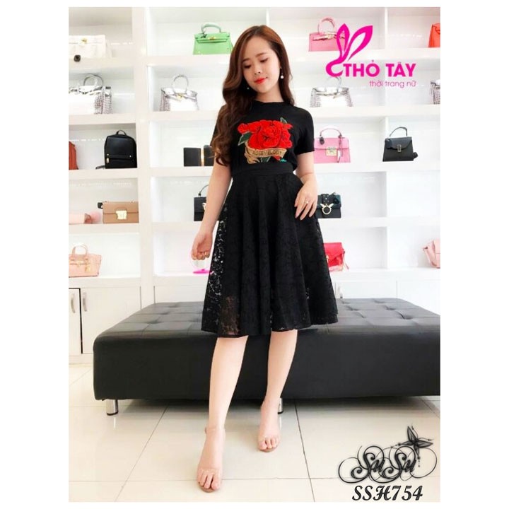 Set đầm xòe ren