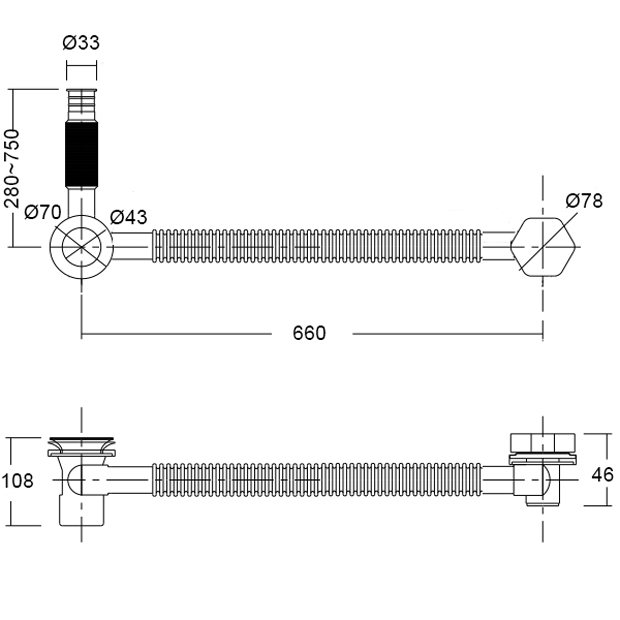 Bộ xả nhấn bồn tắm nằm BXP203