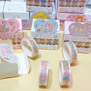 Washi tape hộp 4 cuộn phụ kiện trang trí đơn giản và tiện lợi