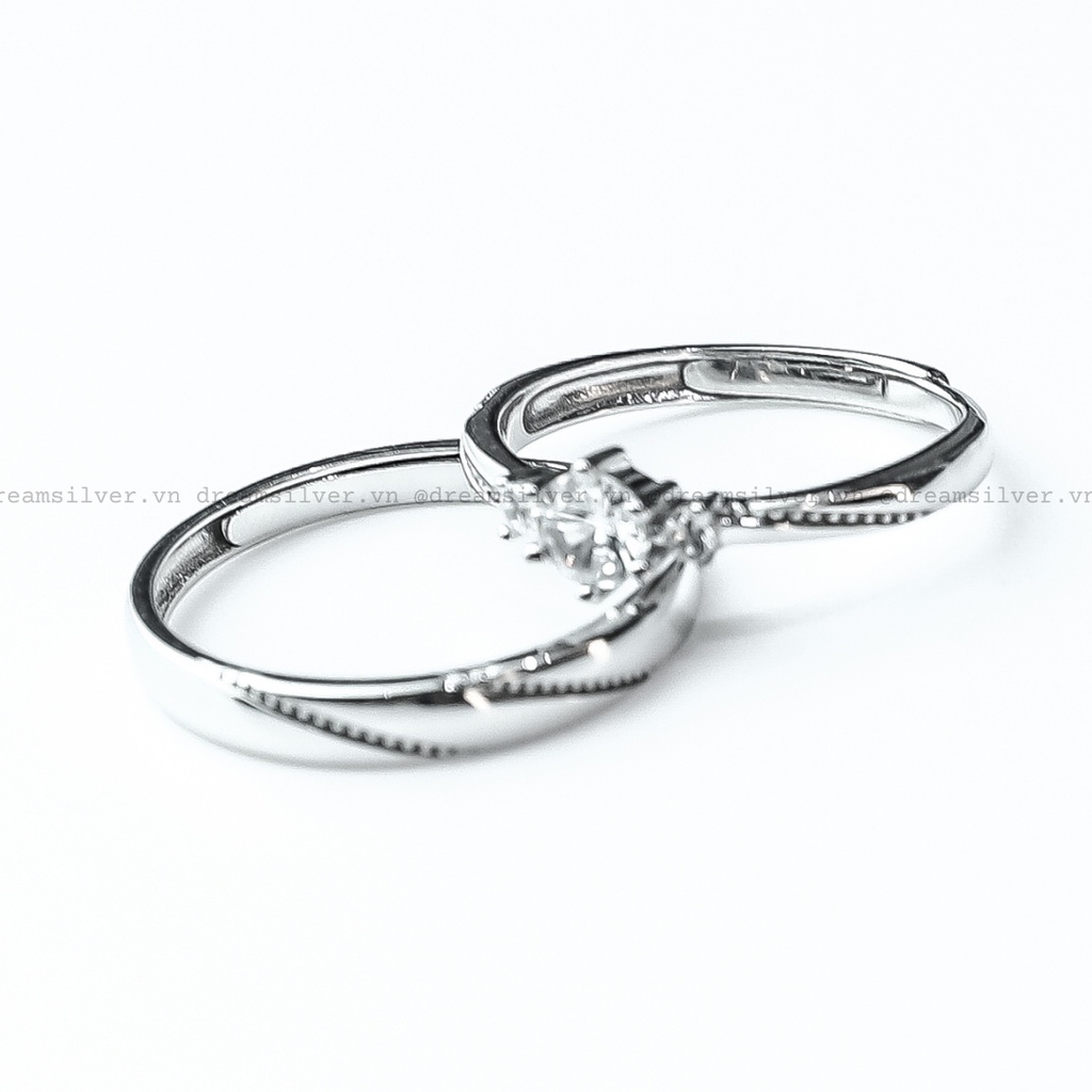 Nhẫn Đôi Bạc Dreamsilver, Nhẫn Cặp Diamond Love Chỉnh Được Size ND017
