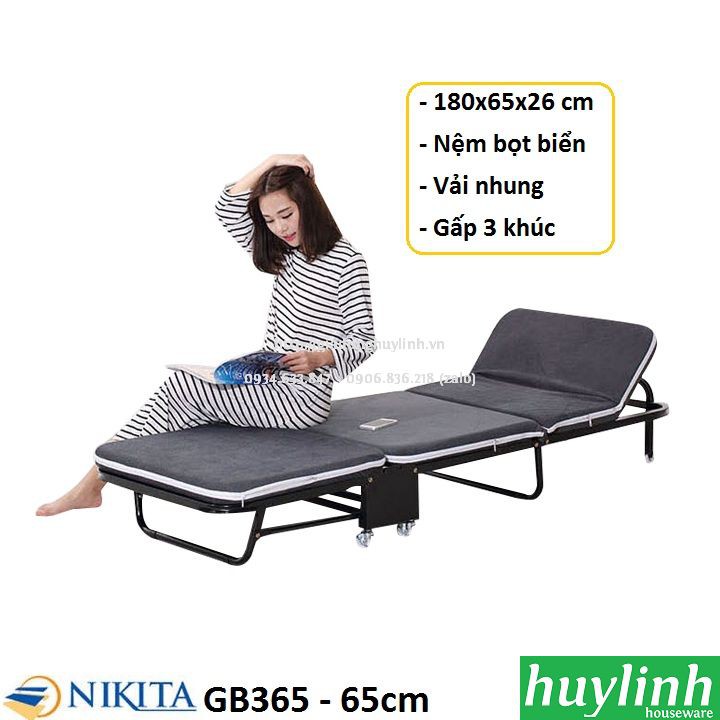 Giường xếp gấp 3 đoạn Nikita GB365 - 180x65cm