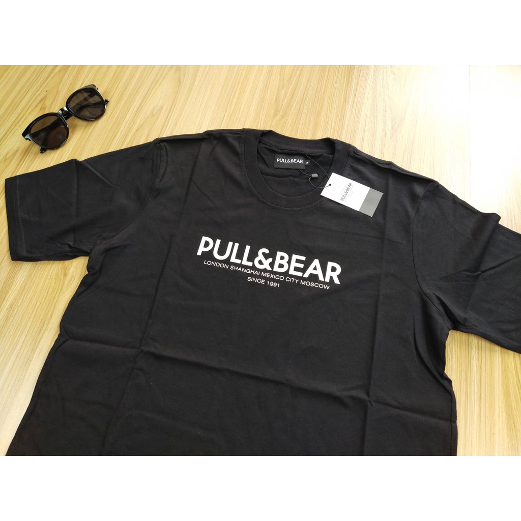 Áo thun nam nữ in chữ PULL AND BEAR PB PREMIUM COMBED 30S