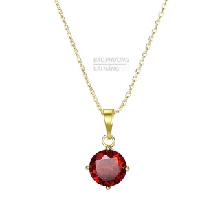 Dây chuyền mặt đính đá ru by đỏ mạ vàng chuẩn màu 18k thời trang