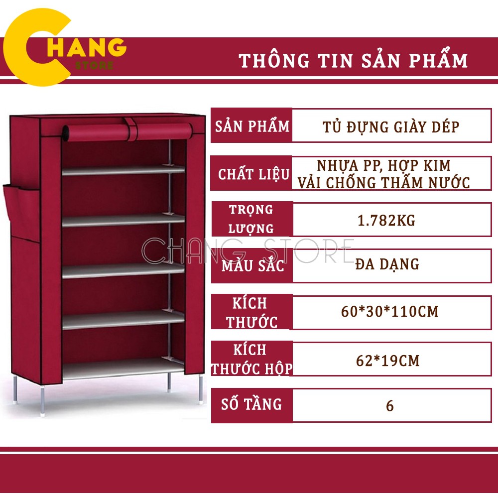 Tủ Giày Dép 6 Tầng Cao Cấp + Tặng Kèm Hộp Đựng Giày