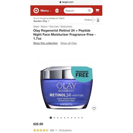 [HOTNEW]Kem dưỡng ẩm làm sáng da,ngăn ngừa nếp nhăn ban đêm Olay Retinol24 + Peptide Night Moisturizer 48g USA