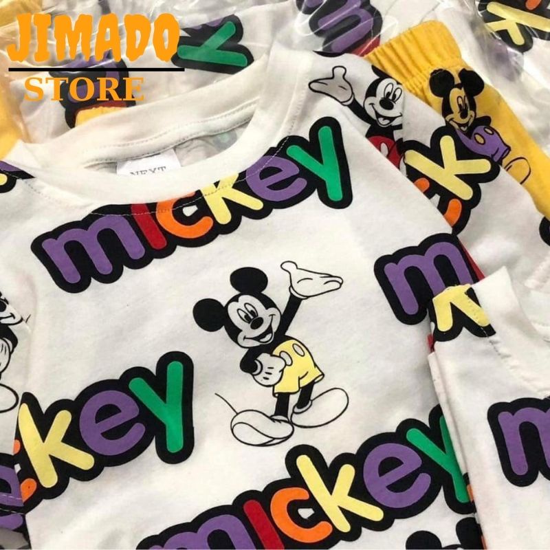 Đồ bộ bé trai bộ đồ mickey chữ quần vàng disney chất cototn 4 chiều cho bé JIMADO E2.065.100