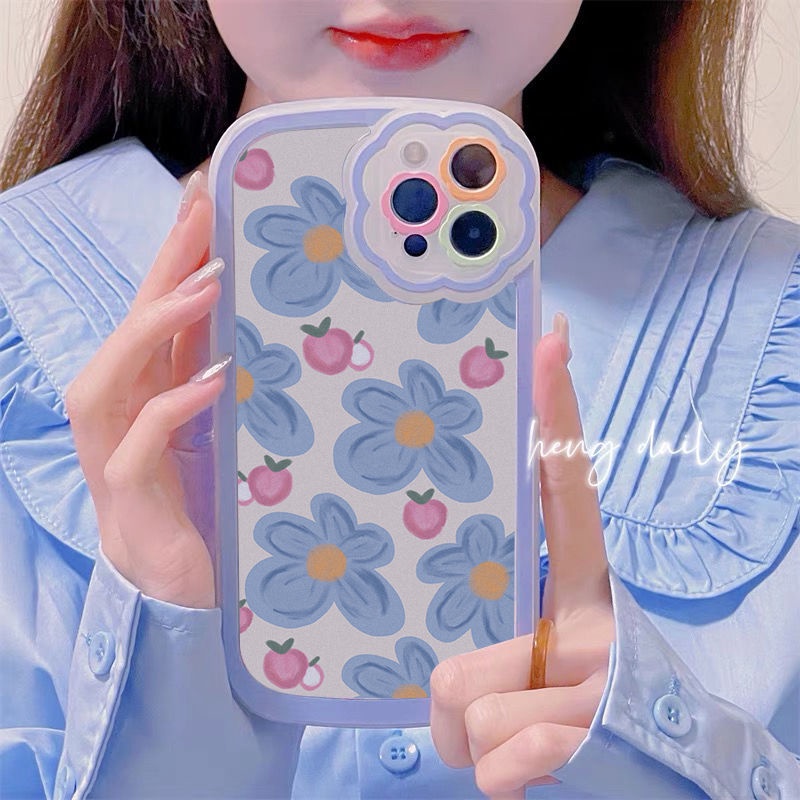 Ốp Điện Thoại Họa Tiết Hoa Xanh Hoạt Hình Cho IPhone 12 13 11 Pro Max X Xs Max Xr 7 8 Plus Zkzs