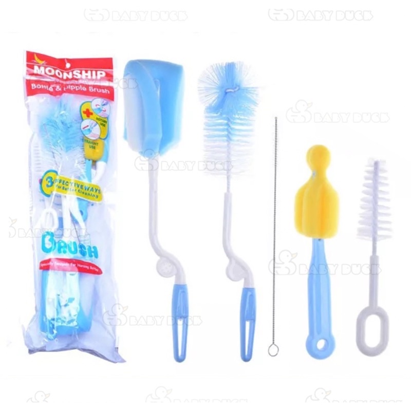 Set cọ rửa bình sữa bình uống nước 5 món, cọ núm ti, cọ dây hút sữa