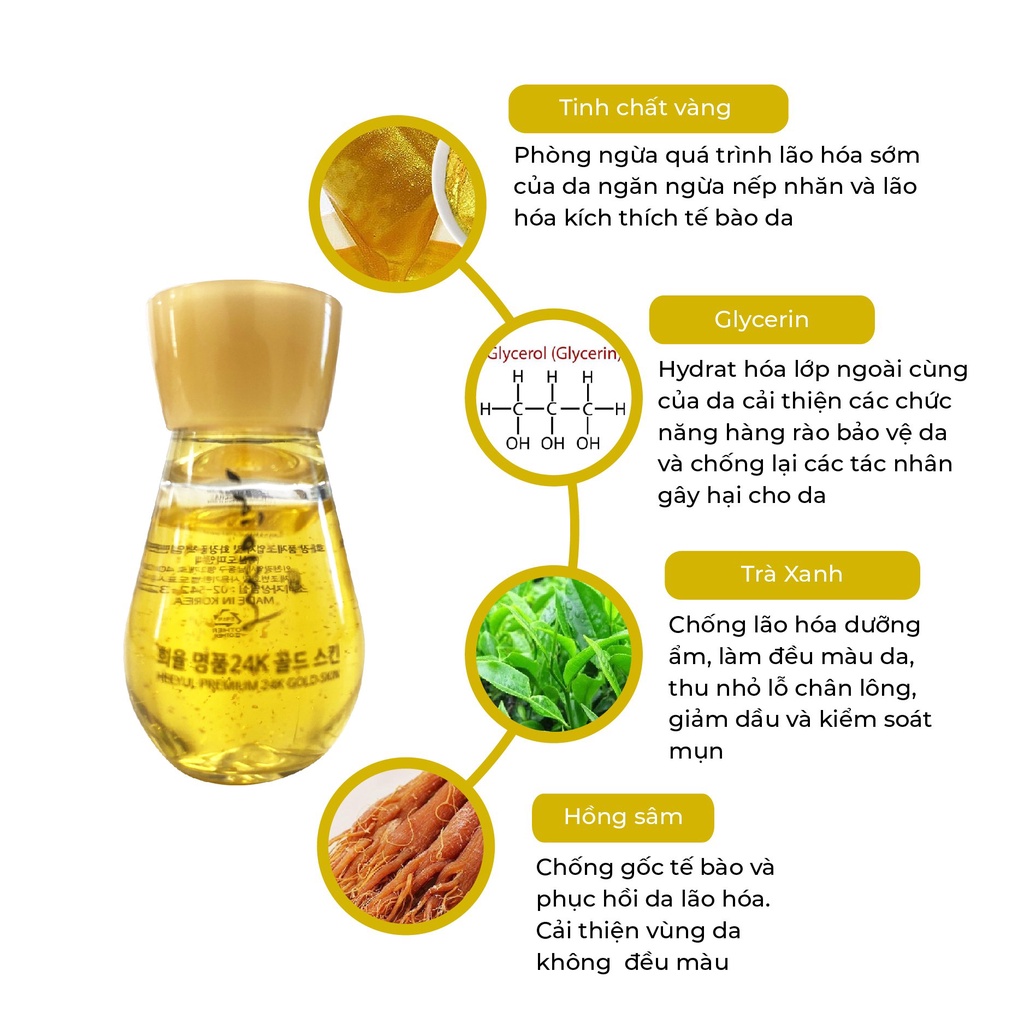 Tinh chất dưỡng da vàng 24K cao cấp Lebelage Hee Yul Premium Gold Essence dưỡng ẩm dưỡng trắng chống lão hóa 30ml