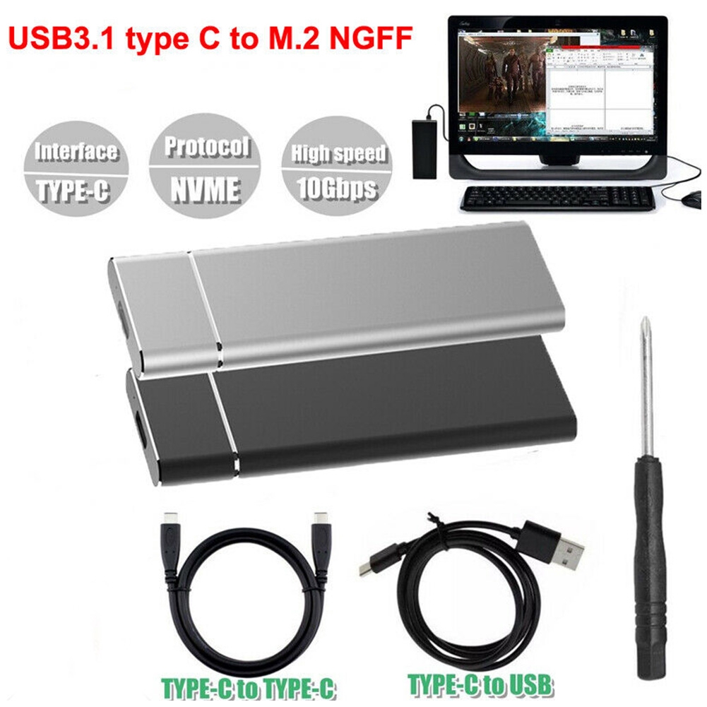 Vỏ bảo vệ ổ đĩa cứng M.2 NGFF ra USB 3.1 cho máy tính PC kết nối Type-C SATA SSD