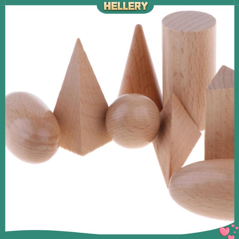 Bộ 10 Khối Gỗ Hình Học 3D Đồ Chơi Cho Bé