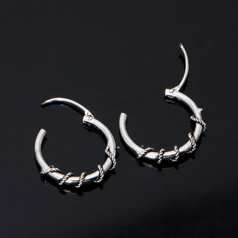 Bông Tai Tròn Bằng Kim Loại Phong Cách Punk Tối Giản