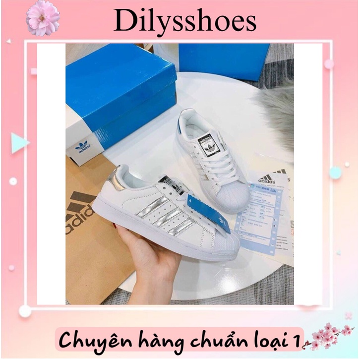 Giày thể thao ba vạch ánh bạc mũi sò hàng loại đẹp