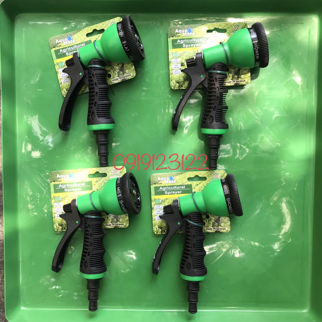 Vòi tưới cây Đài Loan 7 chế độ kiểu thân bằng nhựa ABS Aquamate W9105