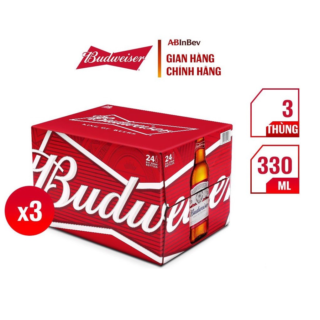 CHÍNH HÃNG- Thùng 24 chai bia Budweiser 330ml