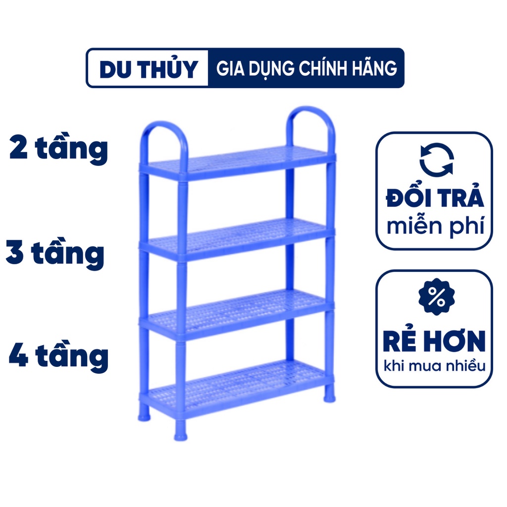 Kệ Nhựa Đựng Giày Dép 2 tầng - 3 tầng - 4 tầng, 3 size, nhựa pp chính phẩm, màu đỏ-xanh dương của gia dụng Du Thủy