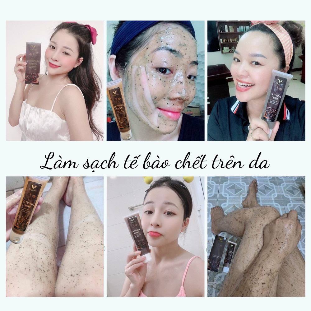 Tẩy Da Chết Body - Tẩy da chết mặt V9 PEELING COFFEE Shop Dưỡng Da Trắng Sáng Giúp Mềm Mịn Da , Sạch Mặt