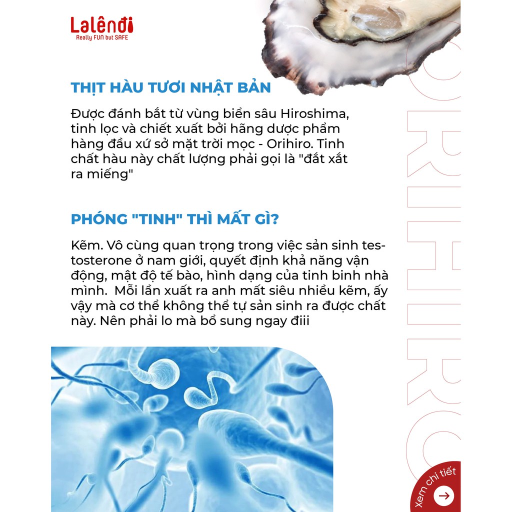 Tinh chất hàu biển Orihiro, thực phẩm chức năng hỗ trợ sinh lý nam giới, chính hãng Nhật Bản (120v) | Lalendi Store