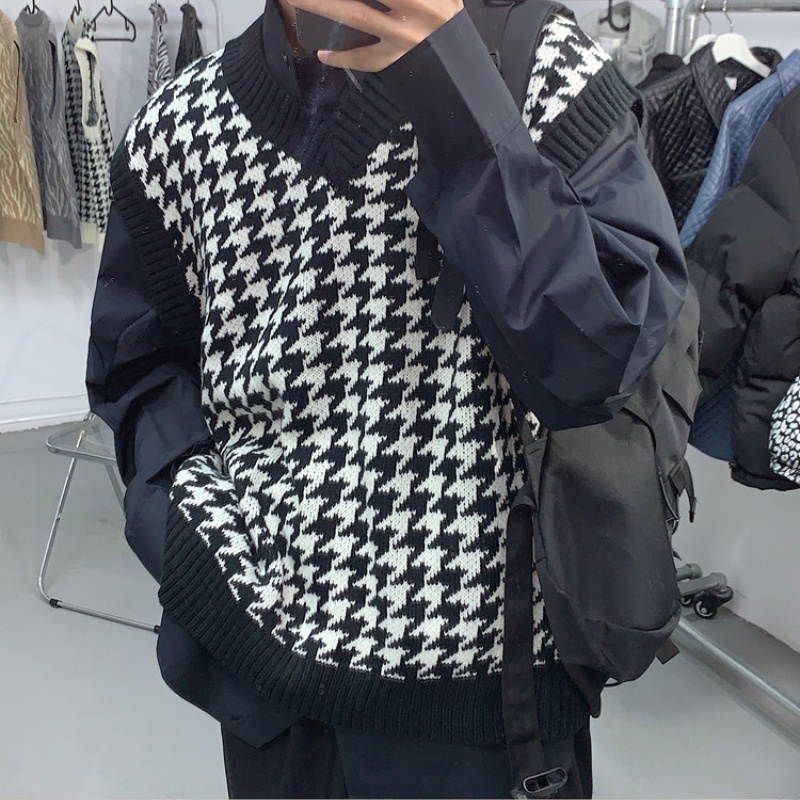 Áo len không tay cổ chữ V thời trang mùa thu size M-2XL dành cho bạn nam