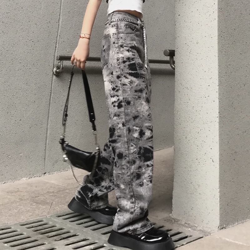 Quần Jean Ống Rộng Màu Tím Nhuộm Size Lớn Phong Cách Đường Phố Thời Trang Xuân Thu Cho Nữ 0tVr