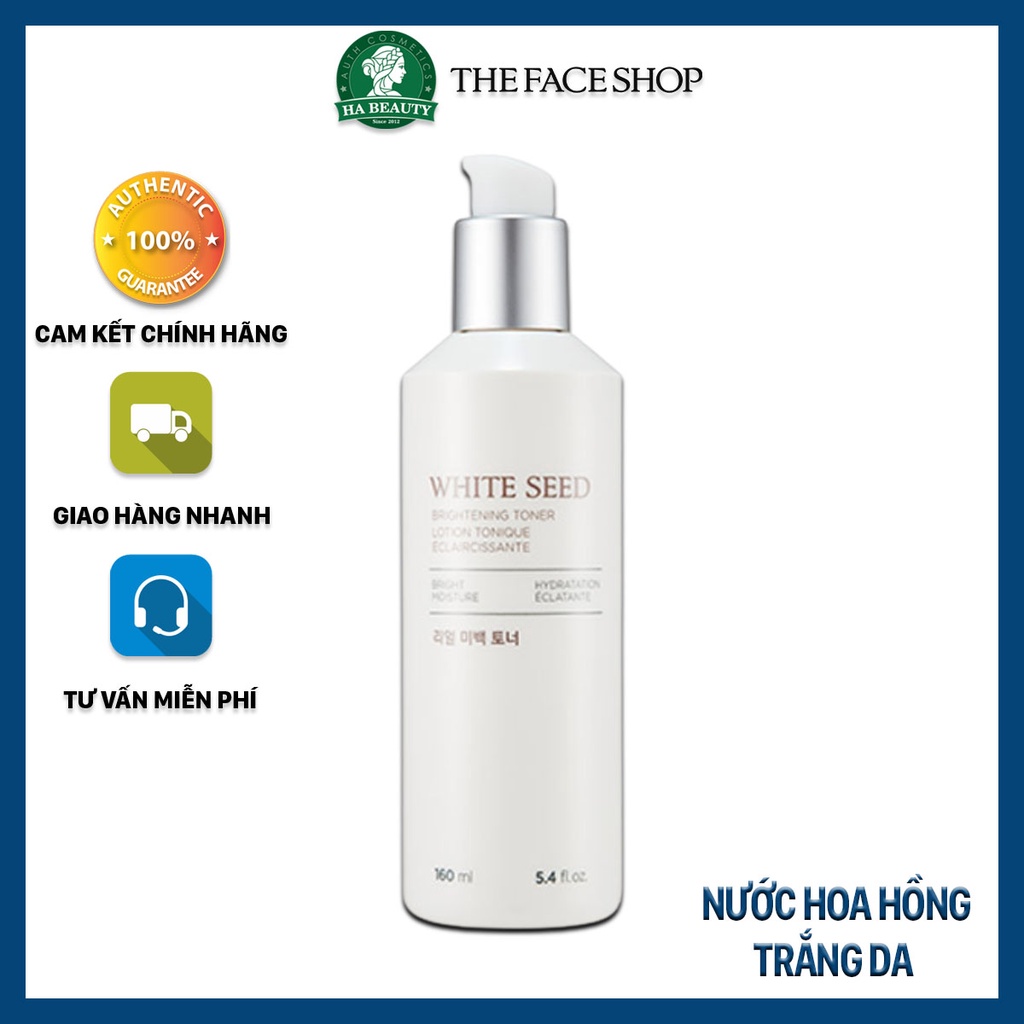 Nước hoa hồng trắng da dưỡng ẩm se khít lỗ chân lông The Face Shop White Seed Brightening Toner 145ml