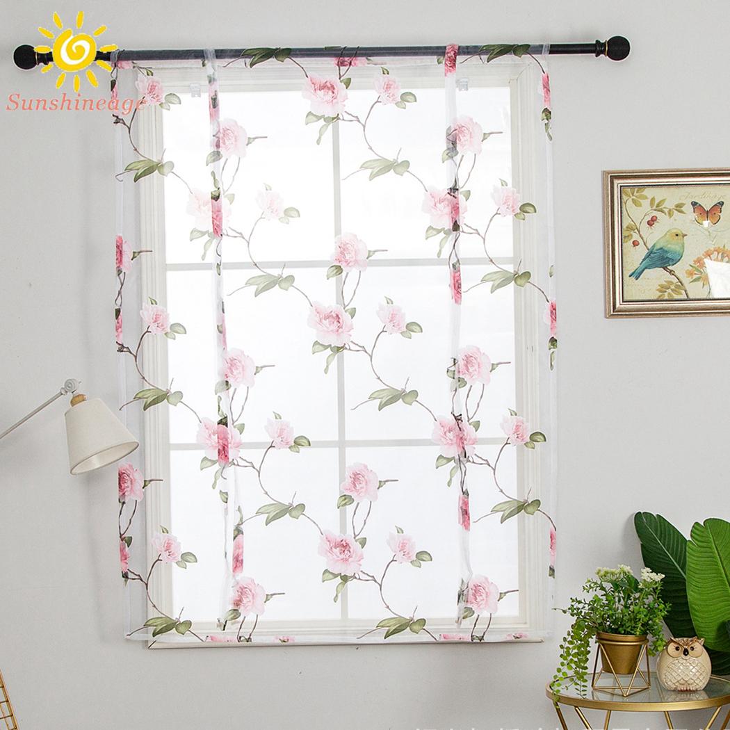 Curtain Sheer Tie Up Balcony Window Curtain Roman Sheer For Bathroom Kitchen Accessories Living room Small Supplies