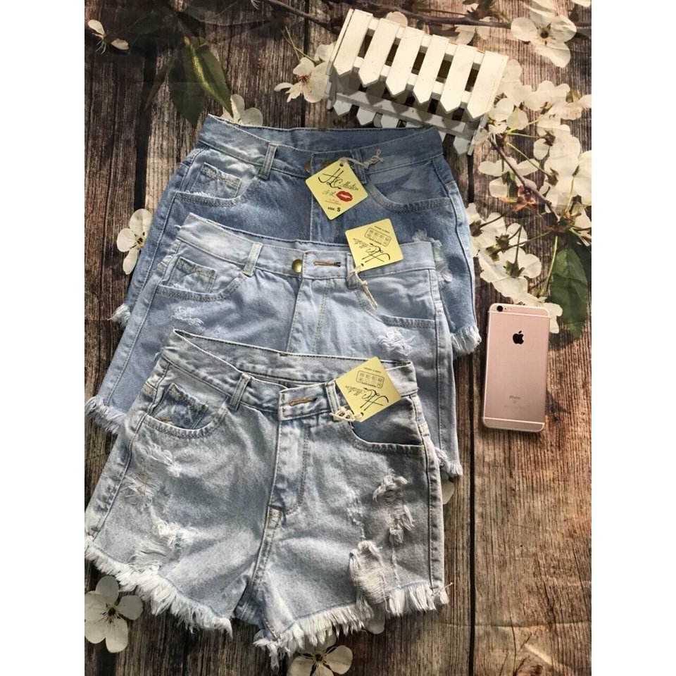 Quần short jean tua rua phong cách