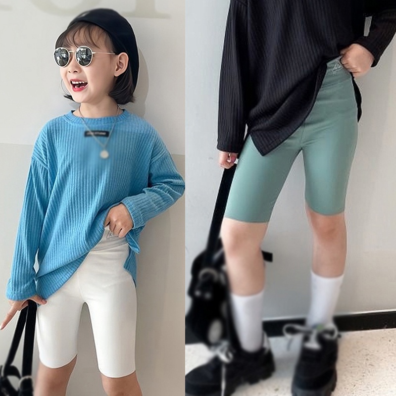 Quần Short Tập Yoga Dáng Ôm Vải Lụa Mát In Hình Cá Mập Phong Cách Mới Cho Mẹ Và Bé