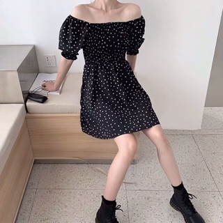 (Sẵn) Váy đen chấm bi /Đầm đen ulzzang