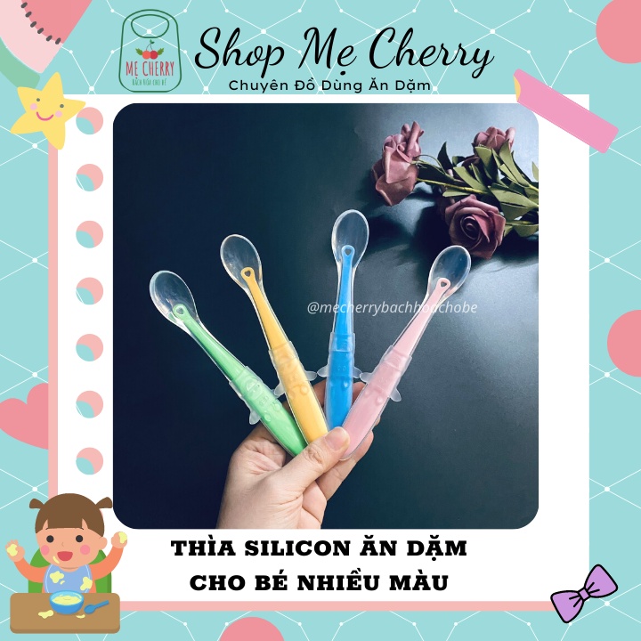 Thìa ăn dặm silicon cho bé nhiều màu dễ thương