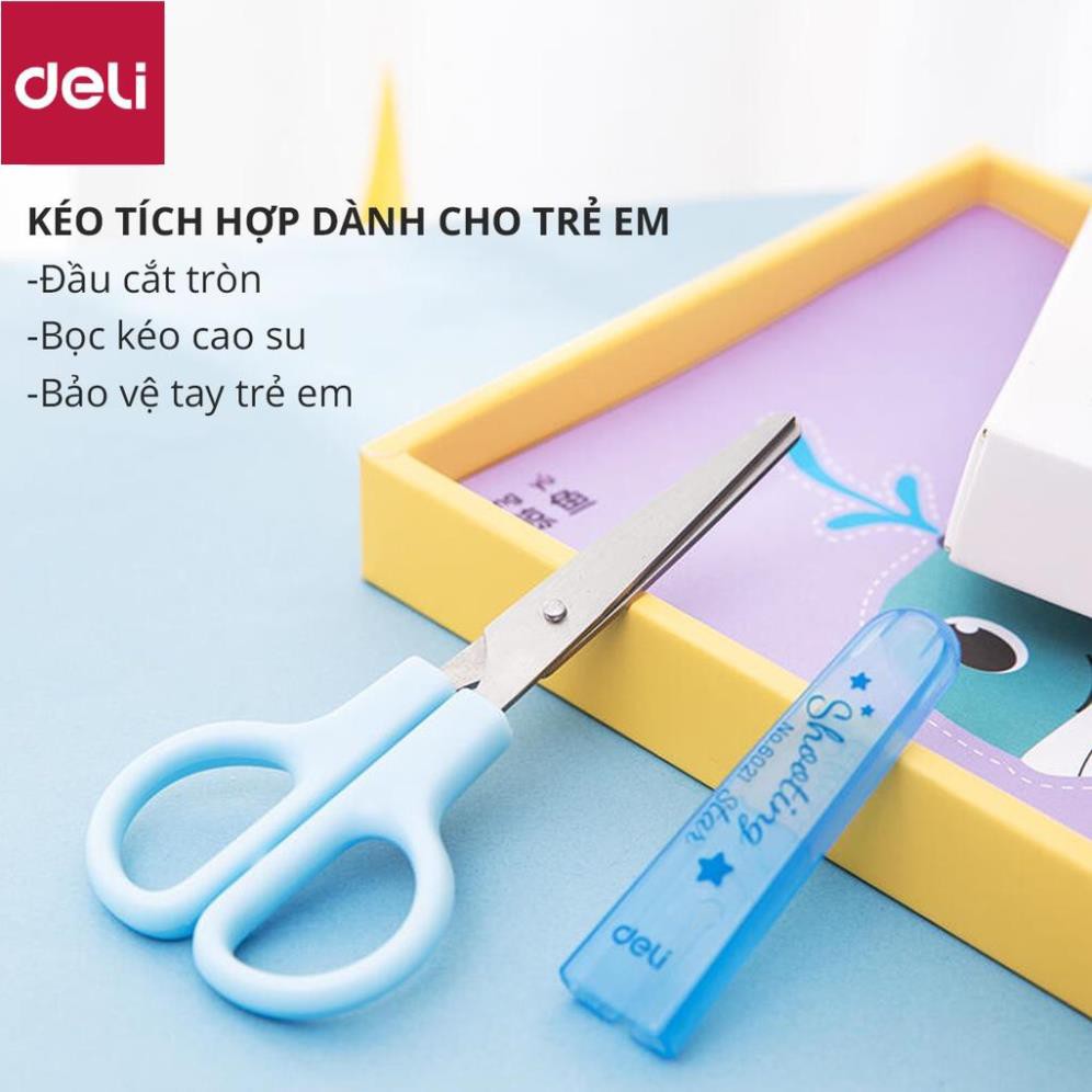 Bộ dụng cụ thủ công Deli gồm kéo và 100 tờ giấy thủ công - 74823 [Deli]