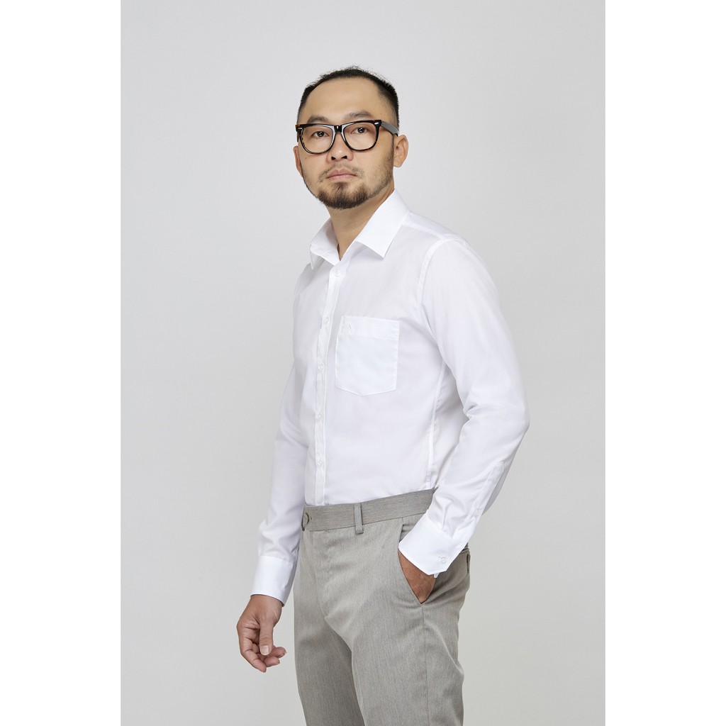 Áo sơ mi dài tay mattana trắng trơn slim fit MAM01190001700863