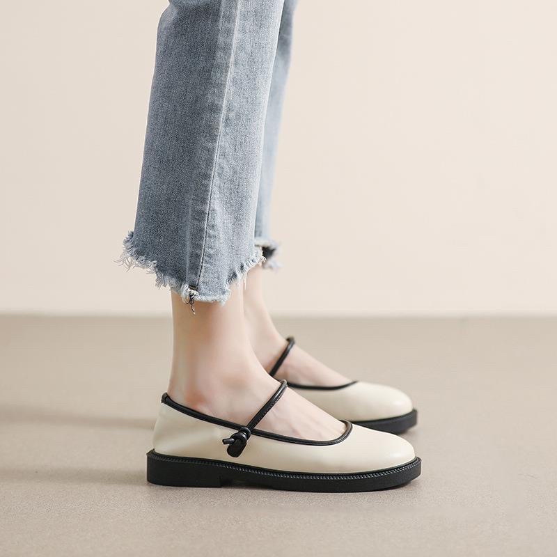 Giày lolita viền đen basic KERRY giày búp bê mũi tròn quai mảnh đế thấp 2.5cm phong cách vintage
