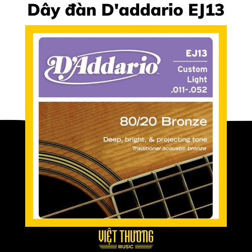 Dây đàn guitar acoustic D'ADDARIO  80-20 11-52 EJ13 -Việt Thương Music