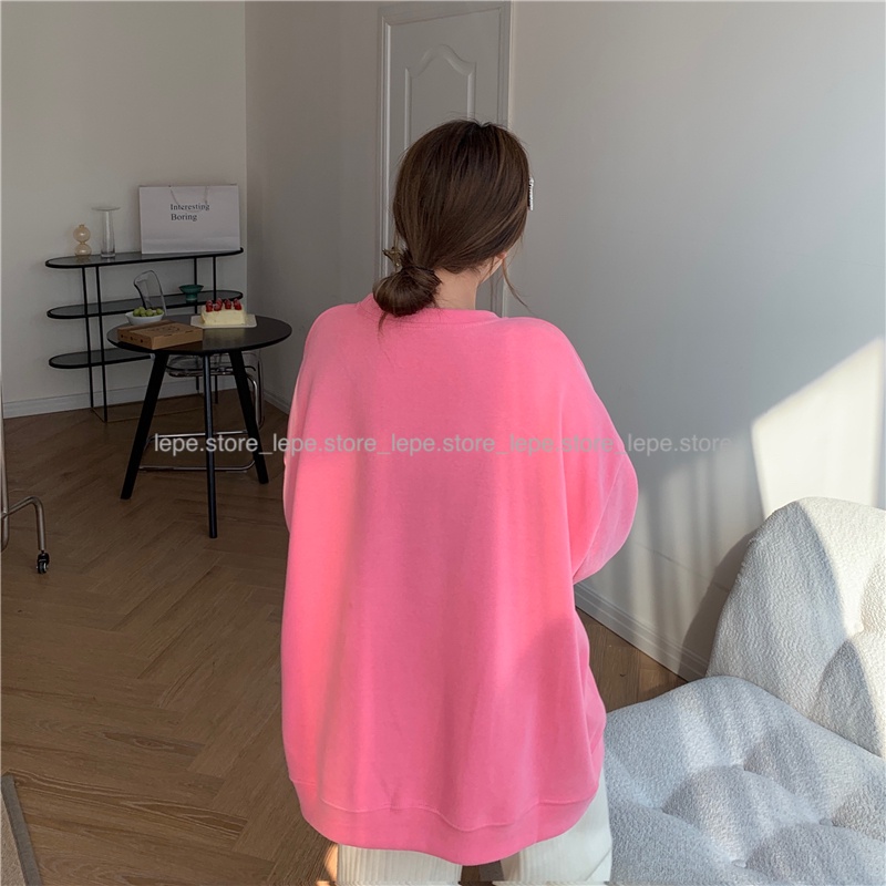 Áo hoodie sweater nỉ tăm cổ tròn trơn, áo thu đông nỉ basic phong cách đơn giản | BigBuy360 - bigbuy360.vn