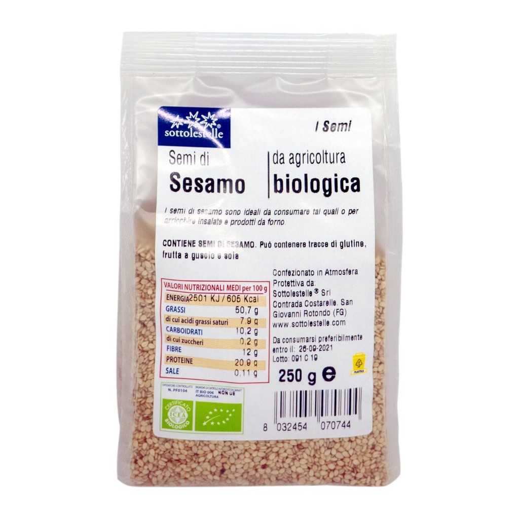 Hạt mè hữu cơ đã bóc vỏ Sotto 250g Organic Sesame