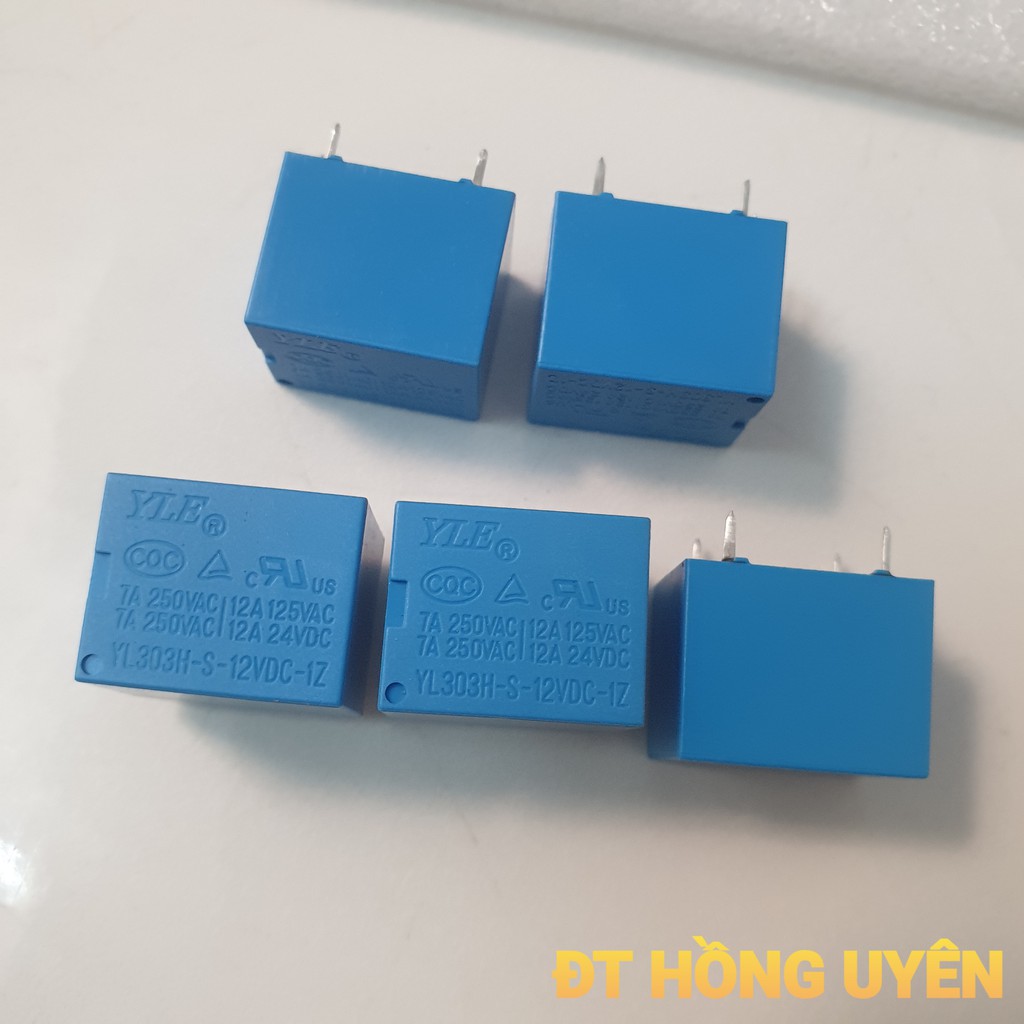 (Bộ 5 cái) Rơ le 12v. Relay 12V-250V 5 chân 12A (Role loại Tốt). Role 12v-12A, 250V-7A