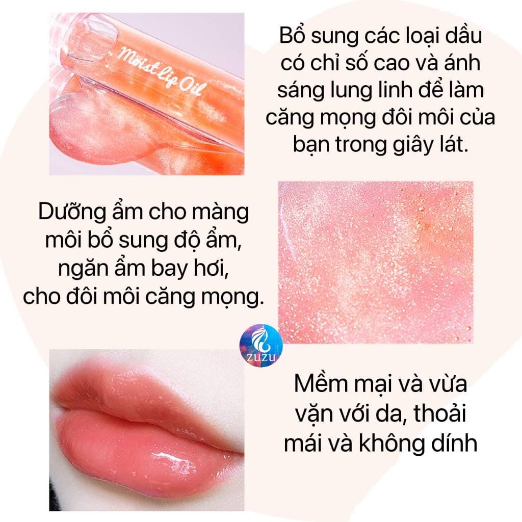 Son bóng nhũ căng mộng môi có màu vỏ trong suốt ZUZU Cosmetic HUBEAUTY