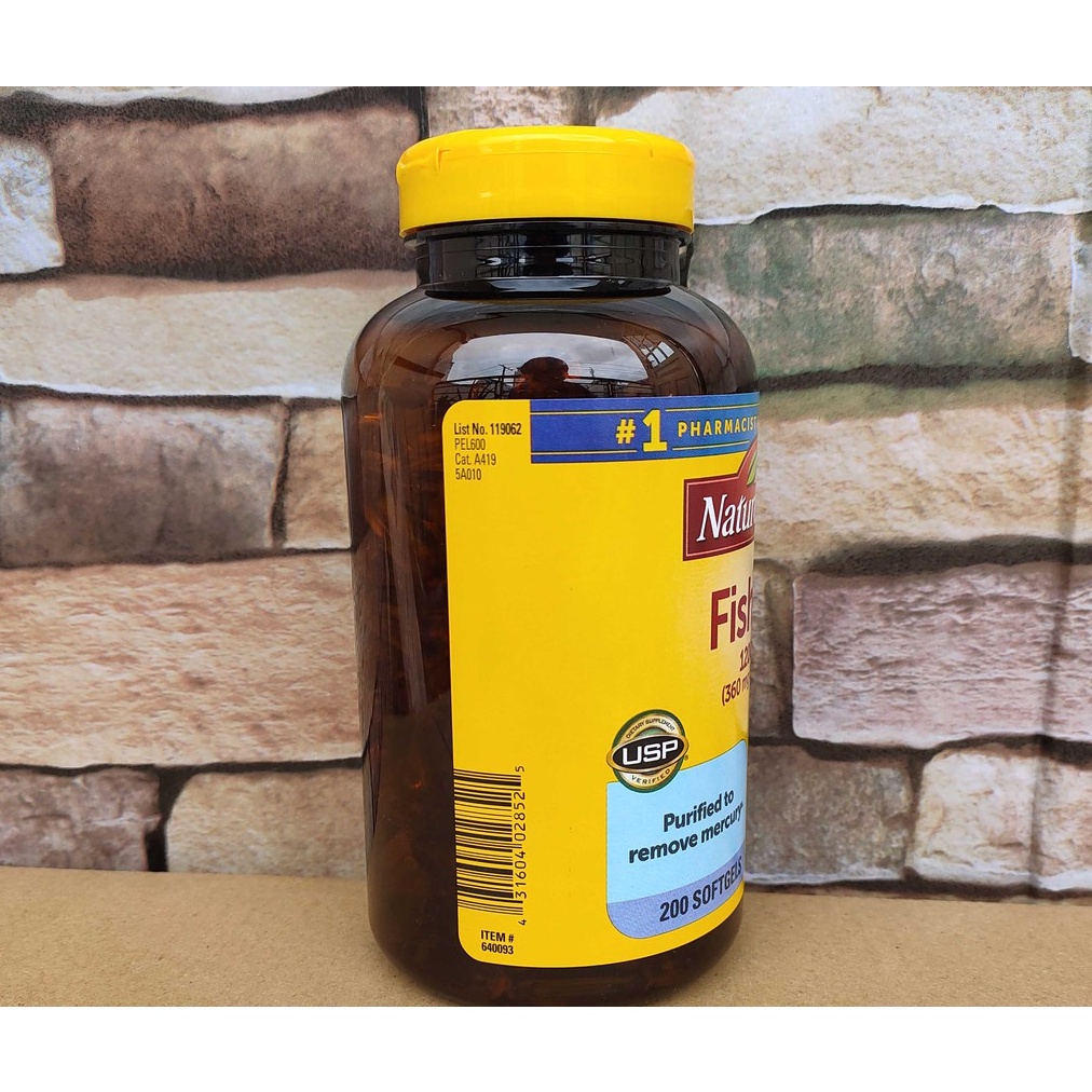 Dầu Cá Nature Made Fish Oil 1200mg 360mg Omega 3 200 viên - hàng Nội Địa Mỹ