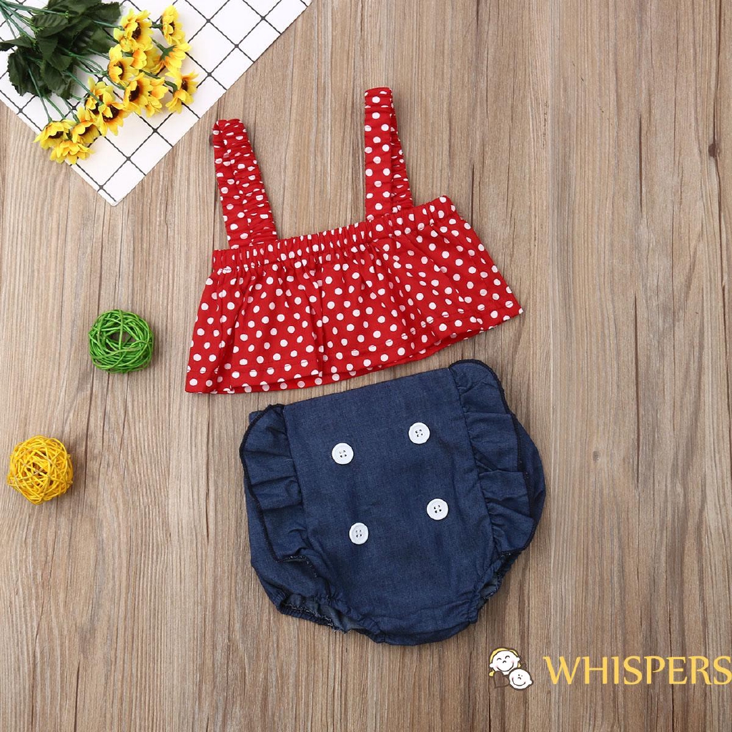 Set Áo 3 Lỗ Chấm Bi + Quần Short Dành Cho Bé Gái