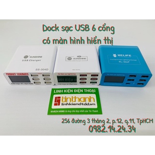 Dock sạc 6 cổng usb size mini có hiển thị dòng