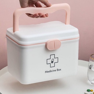 Hộp đựng thuốc gia đình 2 tầng có quai xách, hộp y tế mini đựng dụng cụ y tế tiện dụng