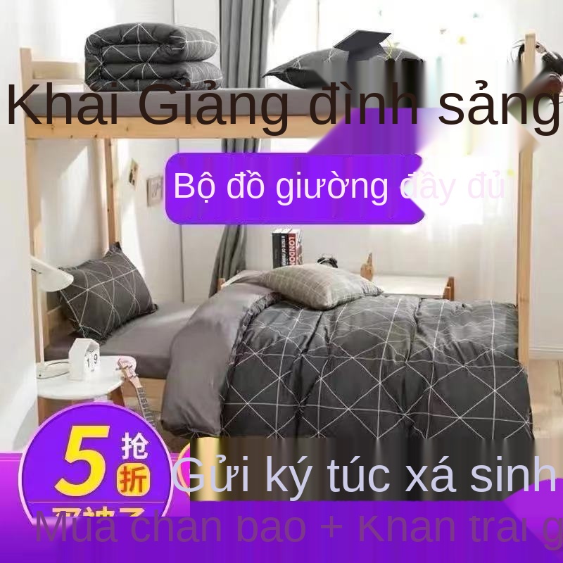 Filt set ký túc xá giường đơn nệm lò xo và mùa thu dày dặn để giữ ấm, bộ đôi tám mảnh đầy đủ cho tất cả các