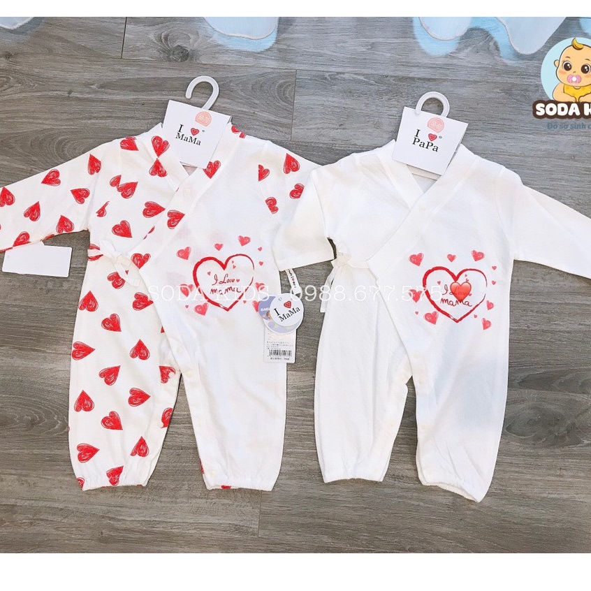 Body dài tay chất cotton hình Papa &amp; Mama cho trẻ sơ sinh