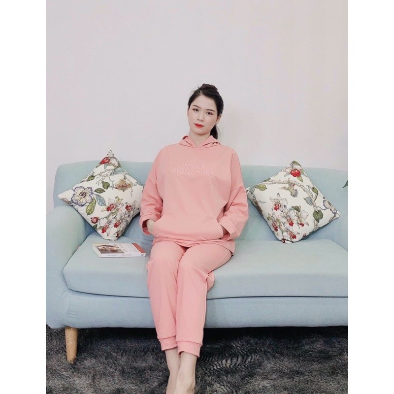 Bộ đồ bầu mặc nhà và sau sinh chất coton da cá BD909