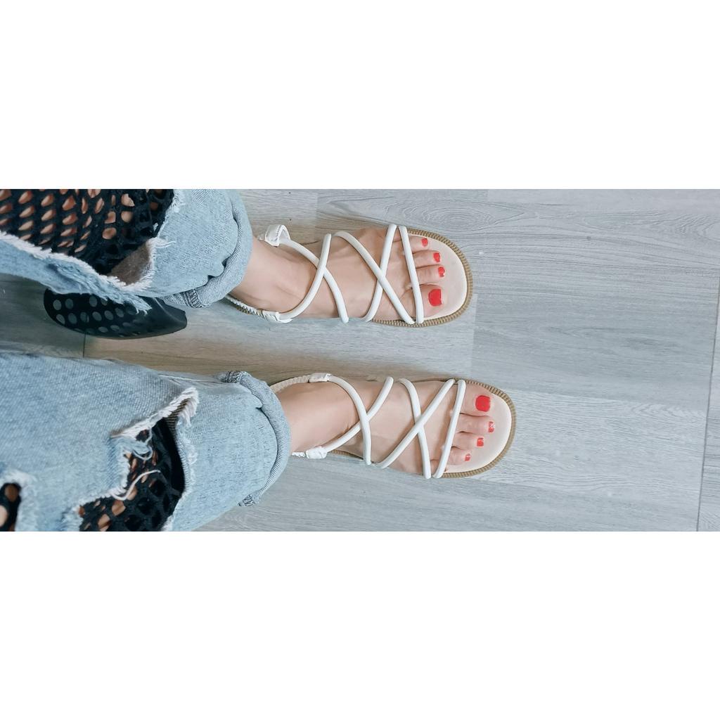 Dép sandal, dép quai hậu dây da chiến binh cao cấp đế bệt cho các bạn nữ, ôm chấn thời trang dễ phối đồ