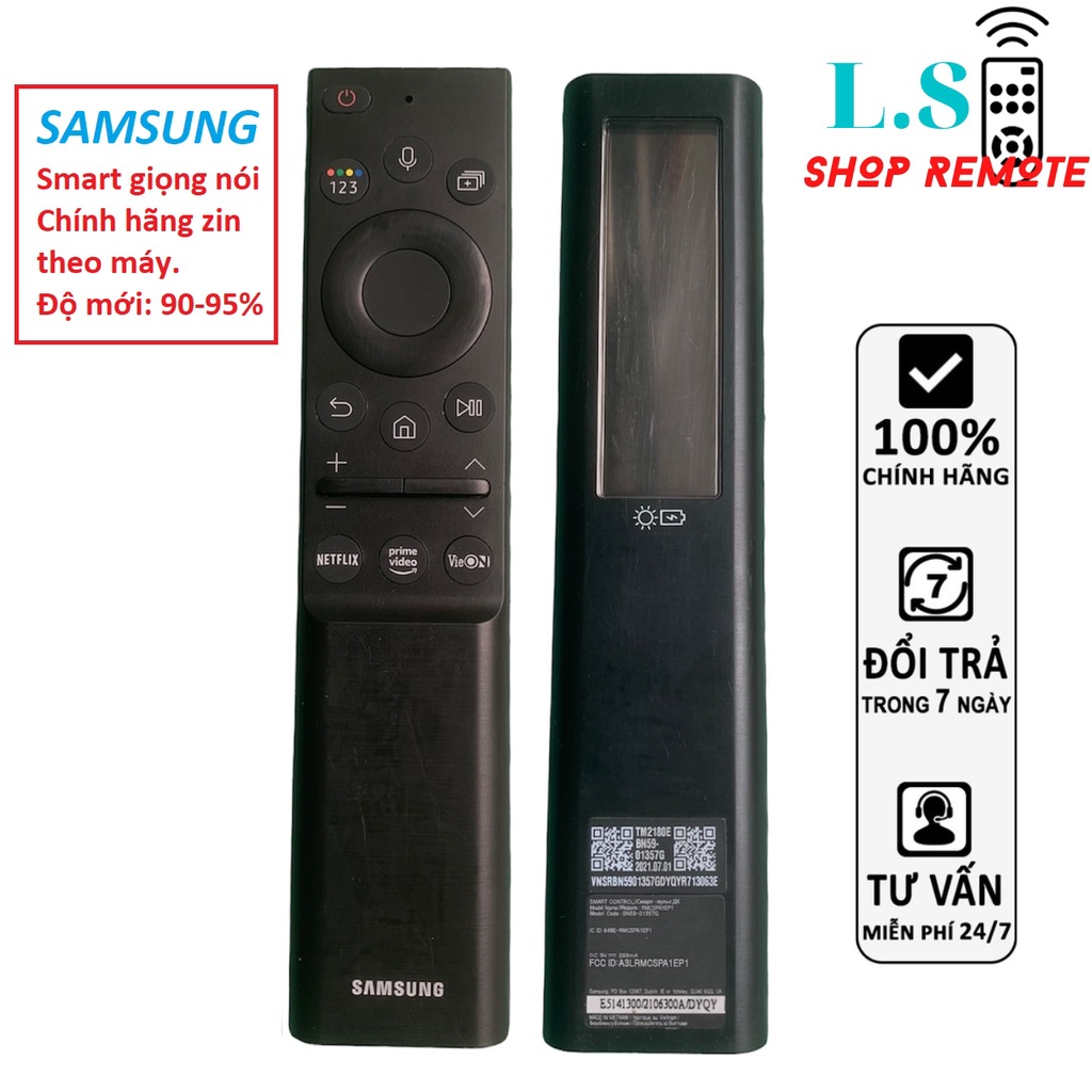 Điều khiển tivi Samsung giọng nói năng lượng mặt trời chính hãng, remote samsung hàng zin theo TV